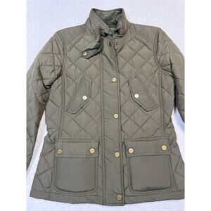 Lauren Ralph Lauren Quilted Barn Jacket Rock Moss Gold Hardware M-PT NWT